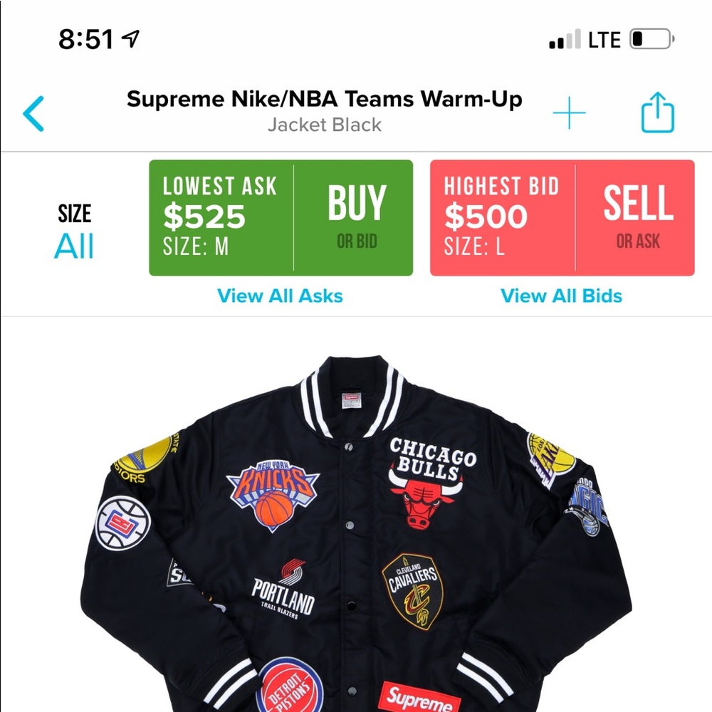 Supreme nba jacket sizeLbrand new proof of receipt